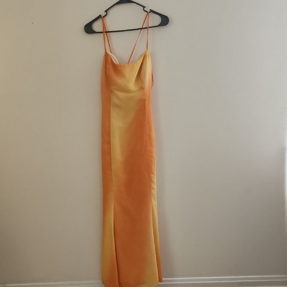 Handmade Dresses & Skirts - Orange Satin Maxi Dress